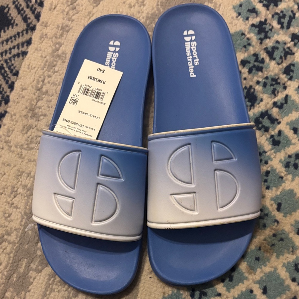 Men's Sports Illustrated Blue Ombre Slide Sandals NWT